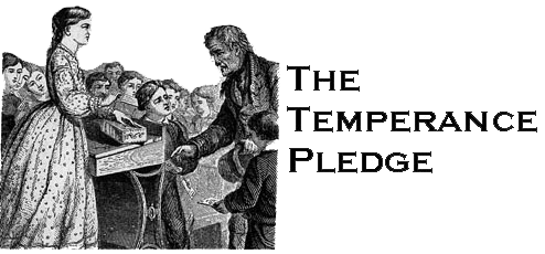 Title Image The Temperance Pledge - Thrace Talmon. The Red Bridge: A Temperance Story. New York: National Temperance Society and Publication House, 1878. 
The frontispiece illustration shows a repentant drunkard taking the pledge publicly.