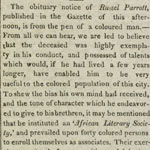 Obituary notice for Russell Parrott, in The Philadelphia Gazette, September 10, 1824.